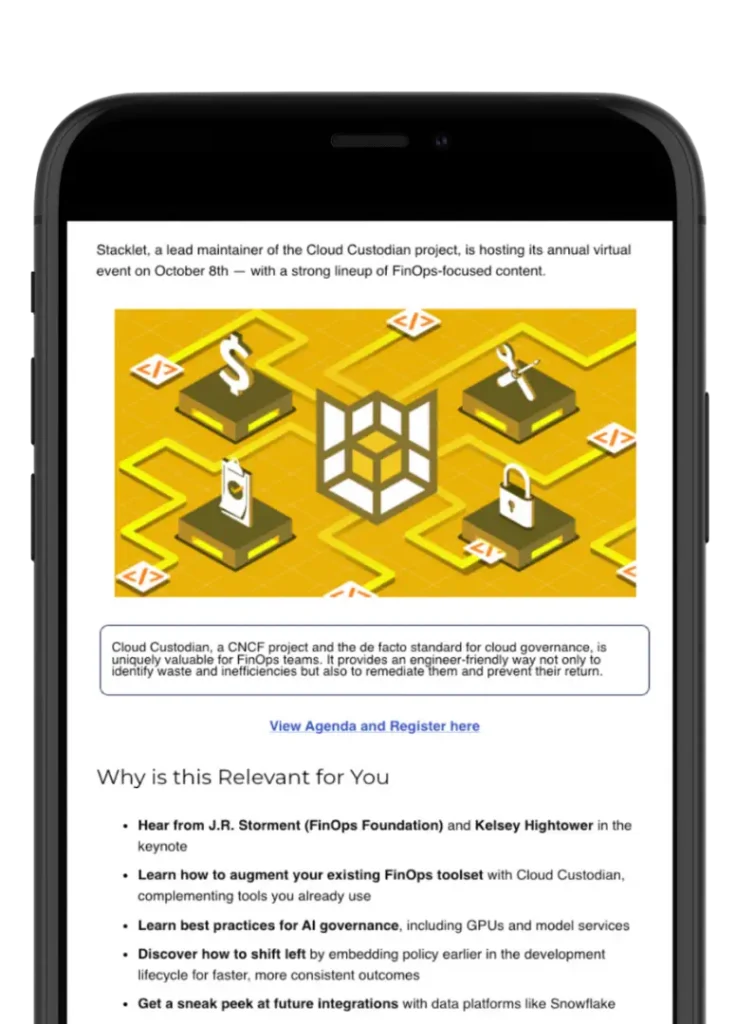 Dedicated emails FinOps Weekly